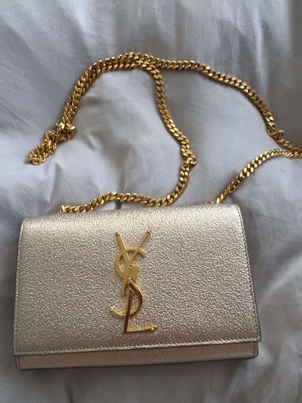 Saint Laurent Gold Kate Evening Bag Monogram Chain Crossbody - Picture 1 of 12